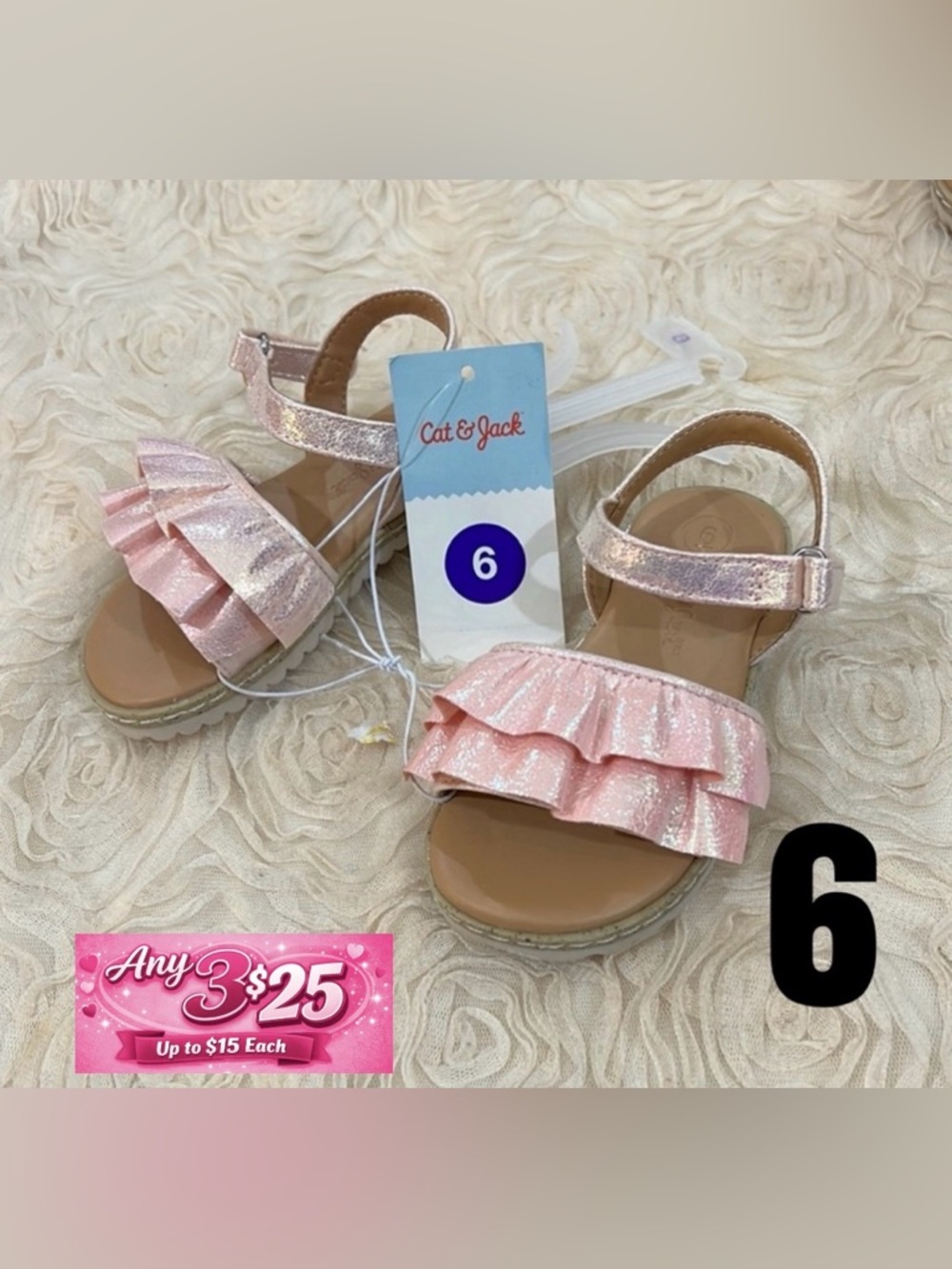 Cat & Jack Pink Shimmering Ruffle sandals